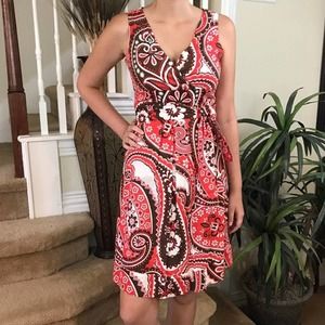 Talbots Red Paisley Sleeveless Sundress Size 10